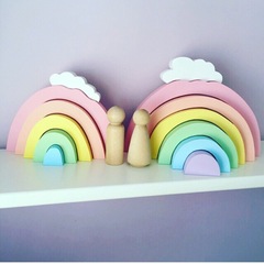 ins wooden rainbow pile building blocks ornaments children's room decoration photography props