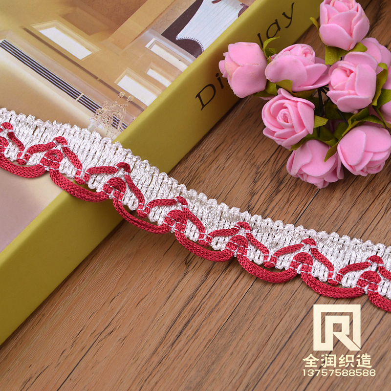 装饰人字边 窗帘灯罩家纺3公分拼接装饰边  长城波浪小花边