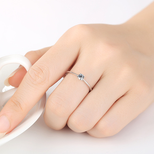 PAG&MAG Korean style ring 925 silver ring 4mm transparent eight hearts and eight arrows zircon fashion engagement jewelry wholesale
