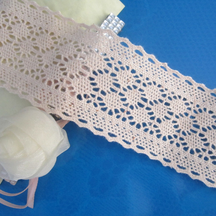 厂家直销/4.5CM超宽棉线花边/纯棉钩织蕾丝花边辅料织带批发