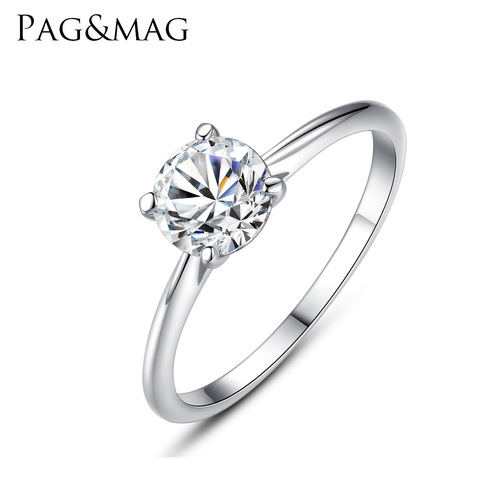 PAG&MAG simple ring S925 silver ring engagement ring for women eight hearts and eight arrows zircon exquisite high-end jewelry
