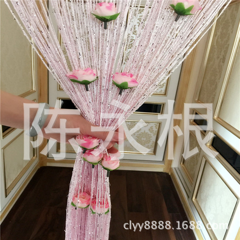 Special price foreign trade rose silver thread curtain curtain curtain encryption finished partition porch wedding