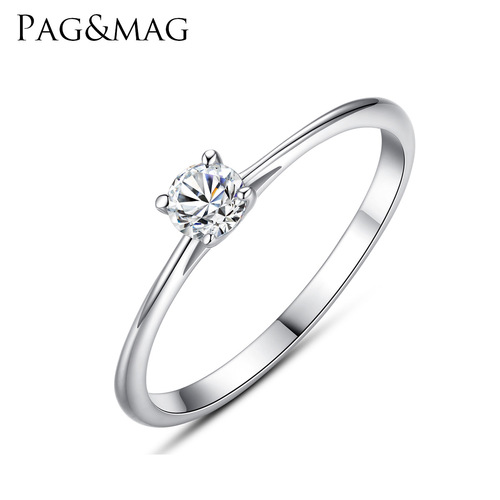 PAG&MAG Korean style ring 925 silver ring 4mm transparent eight hearts and eight arrows zircon fashion engagement jewelry wholesale