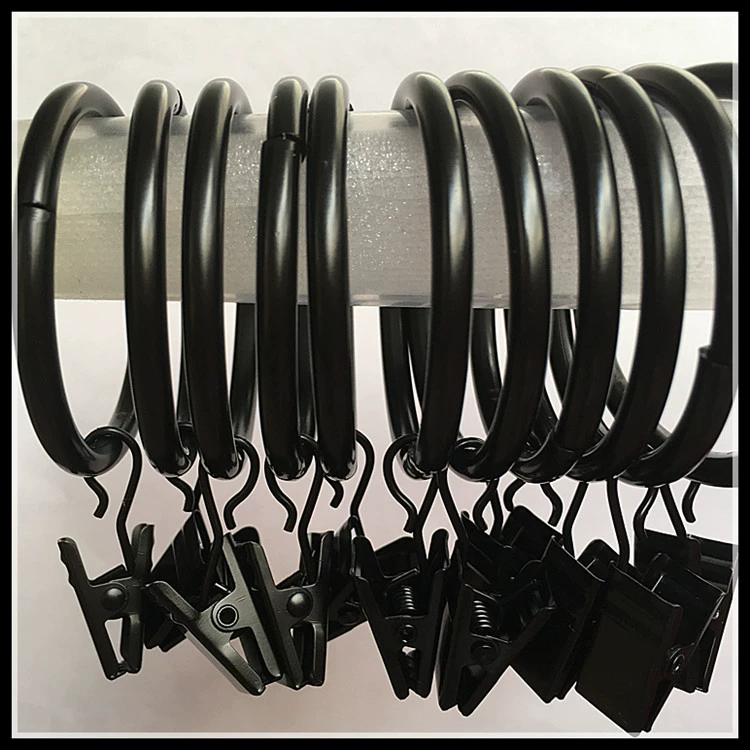 Трансграничный горячий подвесной черный электрофорез железное кольцо крючок для занавески электрофорез зажим для штор электрофорез черный зажим для занавески для душа