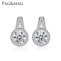 PAG&MAG S925銀耳環微鑲八心八箭鋯石經典款歐美女士耳釘耳飾批發