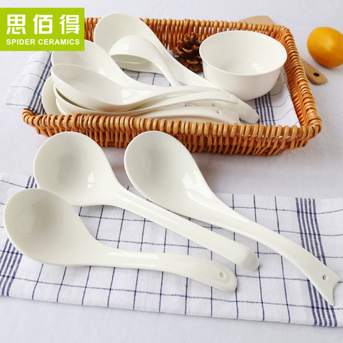 Tangshan creative ceramic bone china Korean spoon long handle Japanese and Korean ceramic bone china tableware