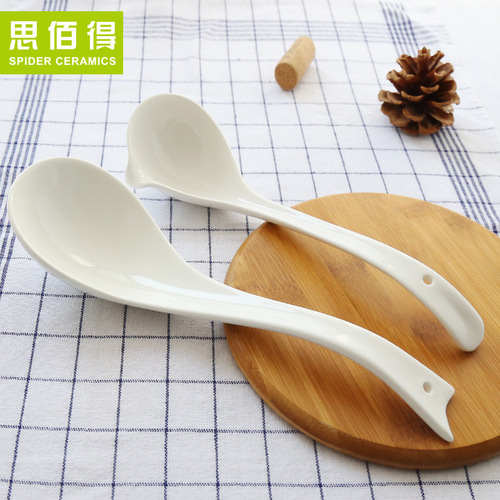 Tangshan creative ceramic bone china Korean spoon long handle Japanese and Korean ceramic bone china tableware