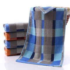 廠家批發棉柔軟吸水毛巾 加厚深色格子禮品毛巾批發商超面巾