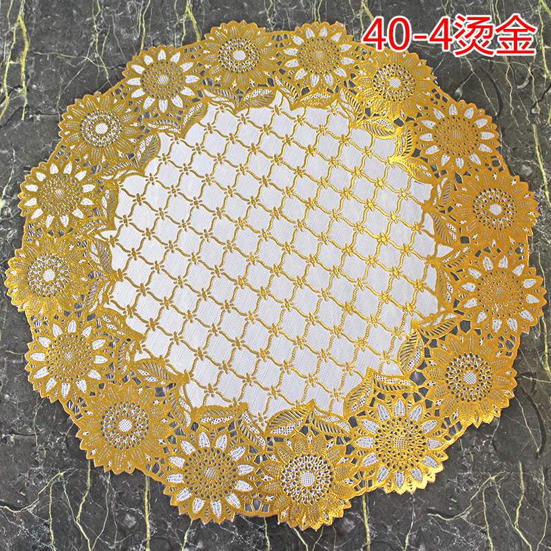 免洗餐桌垫欧式防滑西餐垫圆形烫金pvc餐垫防水防油隔热垫厂家直