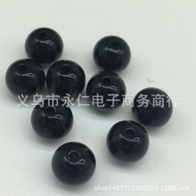 小孔塑料黑色圆珠6mm-24MM亚克力散珠佛珠配件 DIY饰品配件