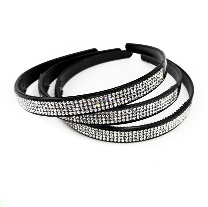 A2526 cuatro filas de diamante blanco moda negro cabeza hebilla Yiwu 2 yuanes tienda tocado accesorios para el cabello diadema banda de pelo distribución