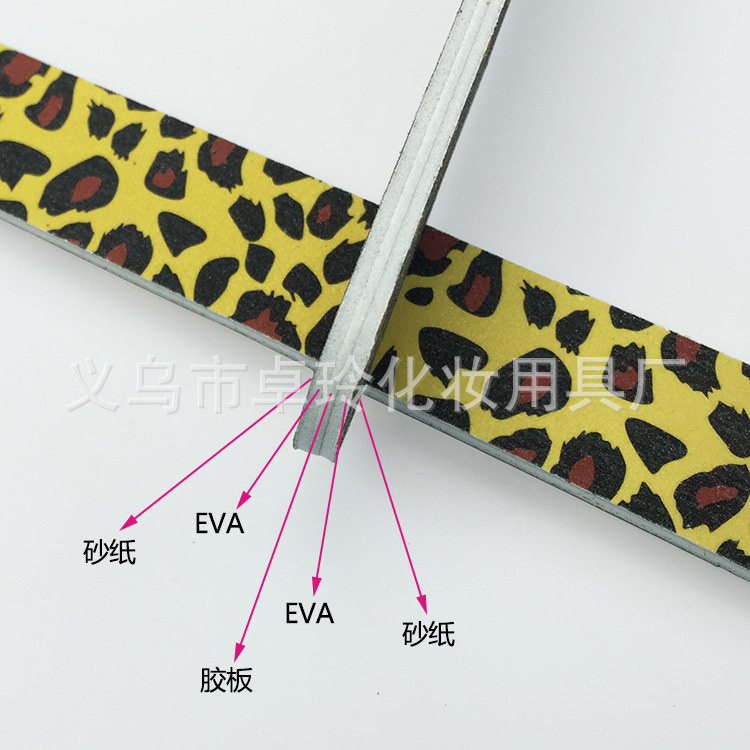 Venta directa de fábrica de tiras de lima de uñas EVA impresas, tiras de lijado de doble cara, pulidor de uñas con diseño floral de moda coreana.