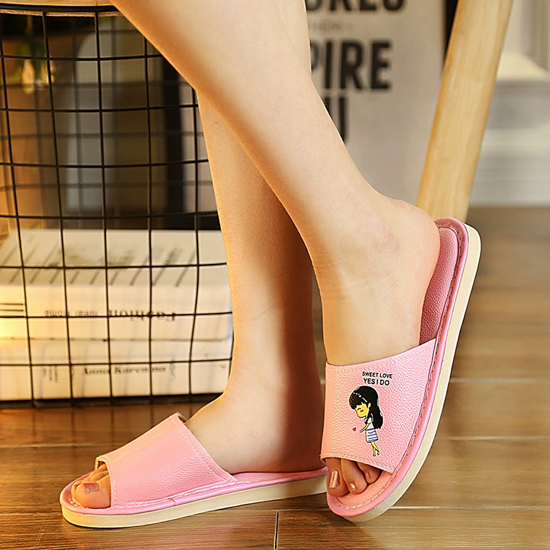 Деревянные тапочки-мультяшки для мужчин и женщин на весну и осень, нескользящие кожаные тапочки, прямые поставки с фабрики, милые цельные тапочки для дропшиппинга