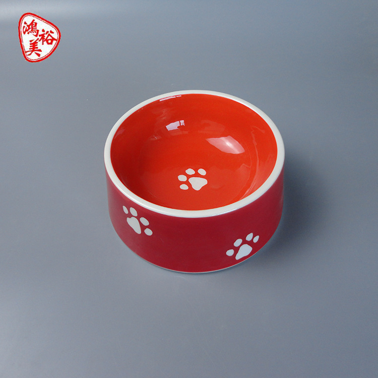 Factory Direct Supply of Pet Supplies Ceramic Underglaze Decals Pet Cat and Dog Bowls Lightweight Porcelain European and American Style Ceramics