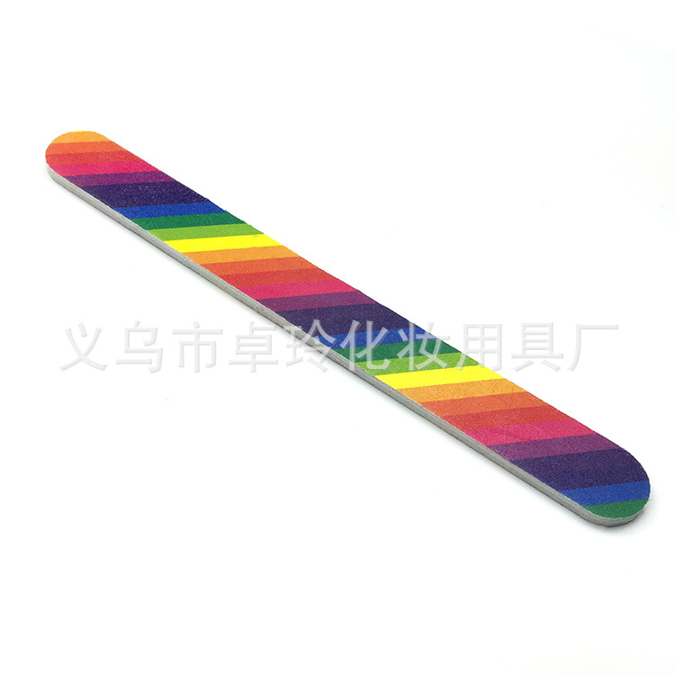 Suministro en stock Archivo de uñas de arco iris de doble cara de pulido de uñas frotar manicura recorte herramientas de manicura