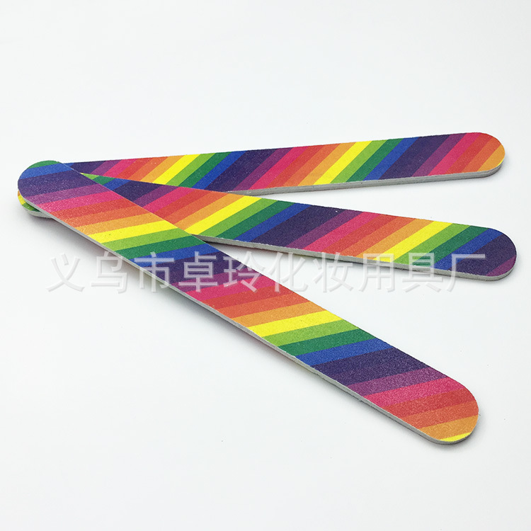Suministro en stock Archivo de uñas de arco iris de doble cara de pulido de uñas frotar manicura recorte herramientas de manicura