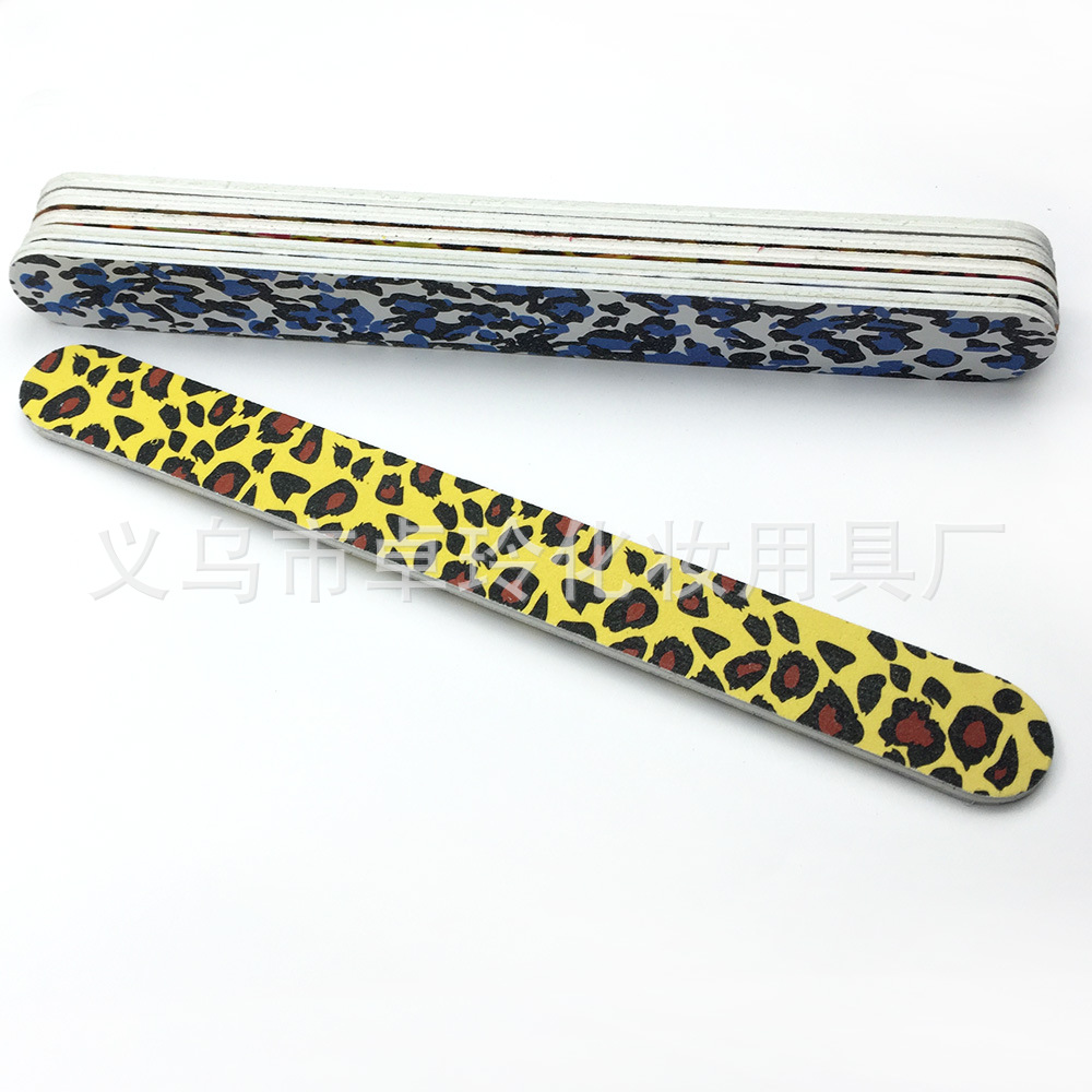 Fábrica de limas de uñas patrón de leopardo lima de uñas impresión a doble cara arte de uñas tira de arena superficie de uñas recorte frotar