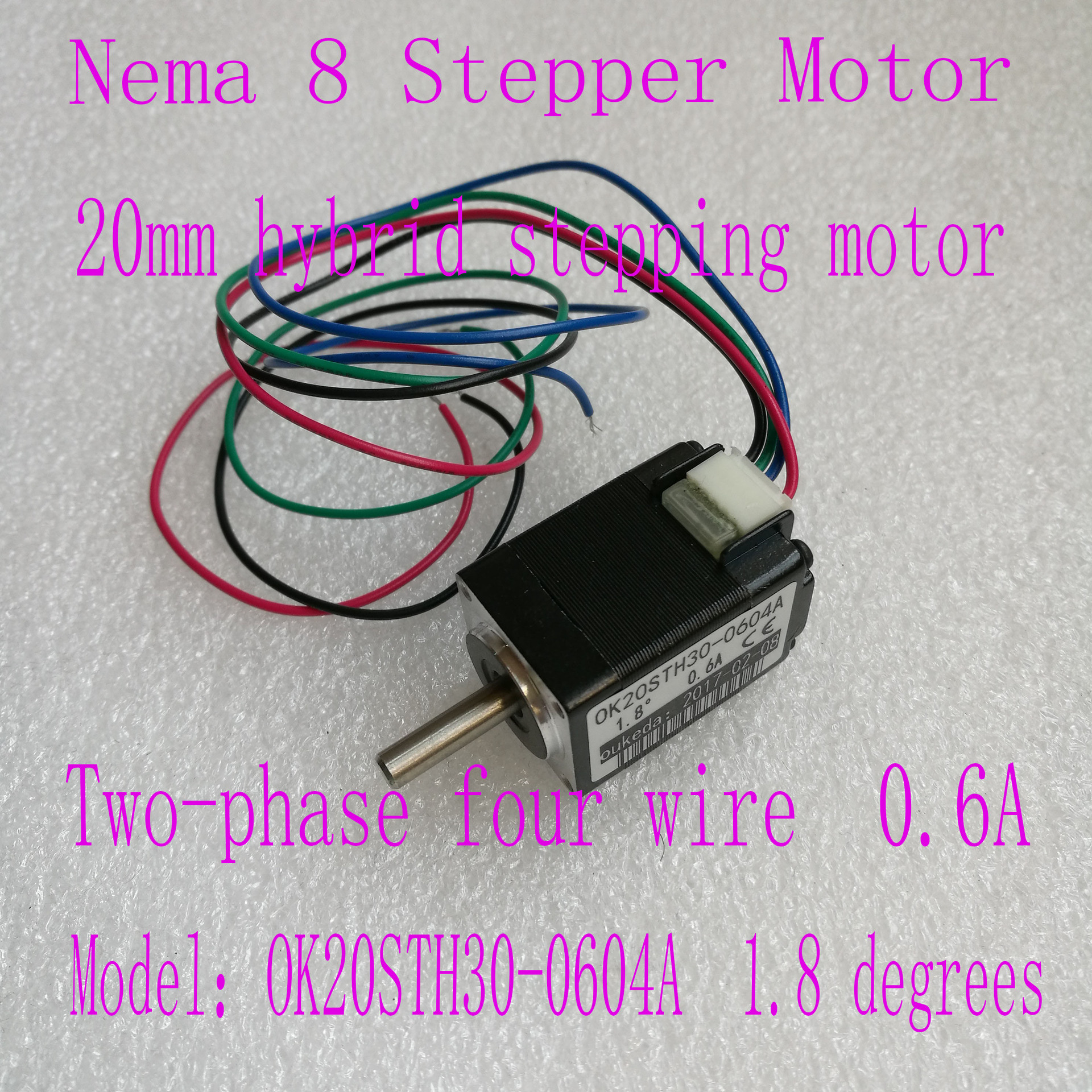Nema 8 Stepper Motor 20mm 1.8° 0.6A 1.8g.cm OK20STH30-0604A