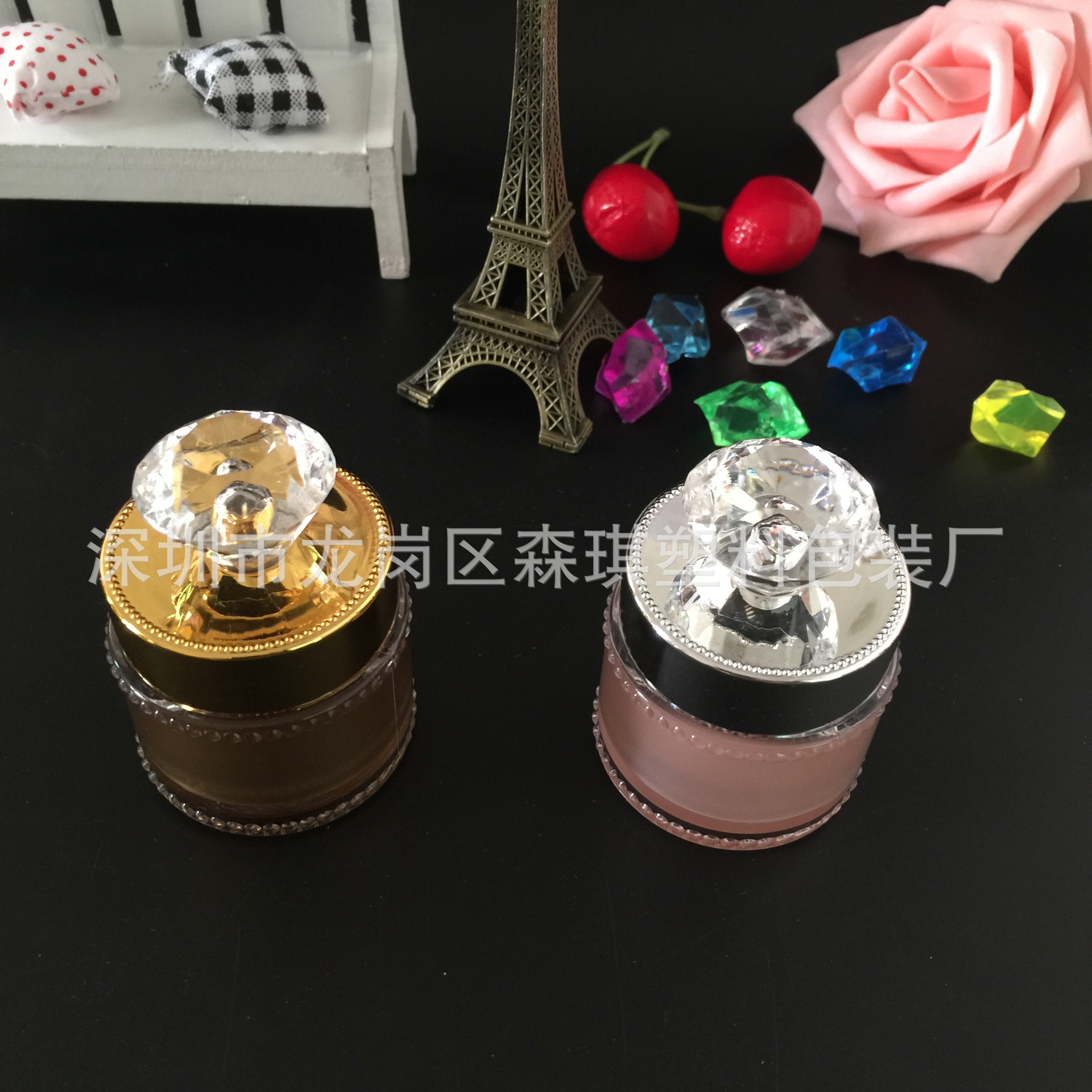 批发亚克力5克钻石瓶 膏霜瓶 面霜瓶 试用装瓶 塑料化妆品包材