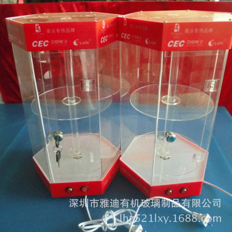 深圳雅迪有机玻璃制品，新款六面型旋转 亚克力数码展示架