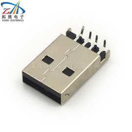 工厂生产AM公头USB AM沉板90度插脚直脚USB公头数据线A公连接器