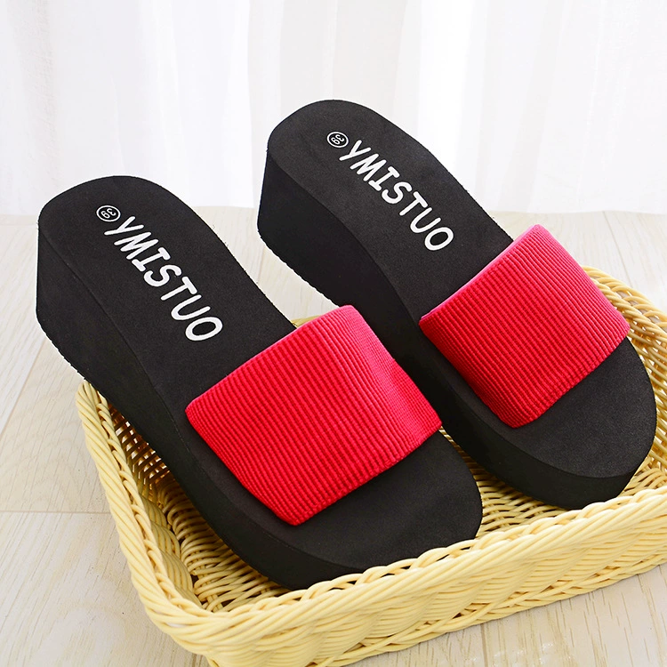 2016-16 Высокие каблуки Drag Slide Slim TPR Rockets One Dog Handmade Flower Beach Shoes Женские летние
