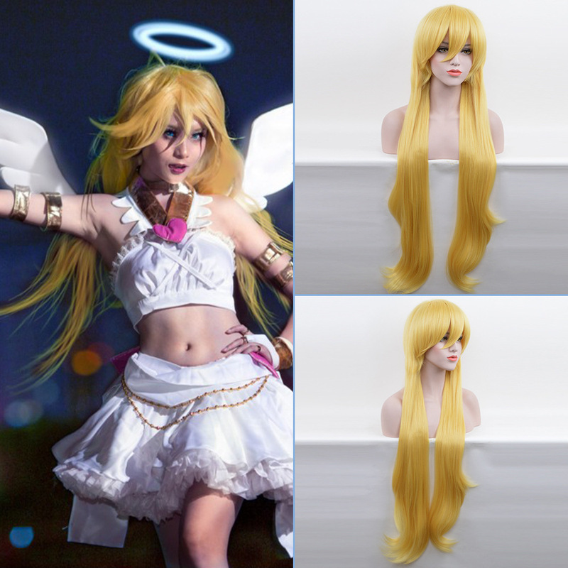‌ Andao Factory Direct Sales Anime Garter Stockings Angel Pandy Cos Golden Long Straight Hair Cos Wig