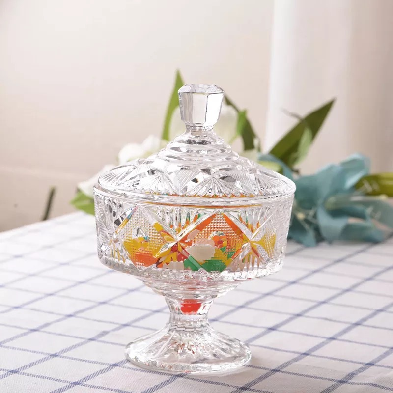 欧式创意玻璃储蓄罐透明 糖果罐盅带盖装饰品摆件饰品收纳罐