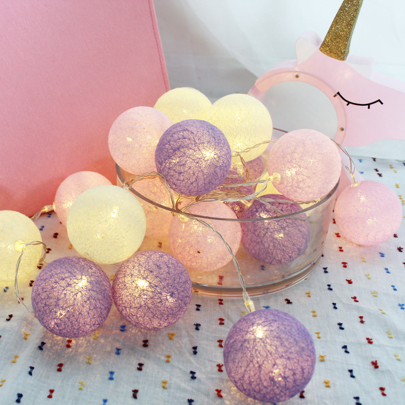 电池灯 棉线球灯串 寝室卧室房间装饰灯串led生日节日小彩灯串灯