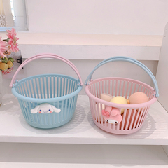 Cute Girl Heart Basket Desk Cartoon Storage Basket Stationery Cosmetics Handheld Basket Small Pastoral Style Plastic Basket