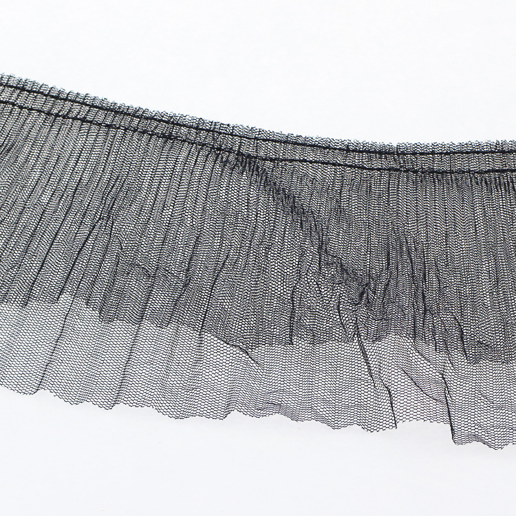 现货批发12.5CM网纱水溶性百褶双层蕾丝花边DIY服装辅料微弹