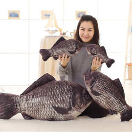 厂价直销一件代发六一韩国仿真创意鱼玩具鲫鱼咸鱼可印logo二维码