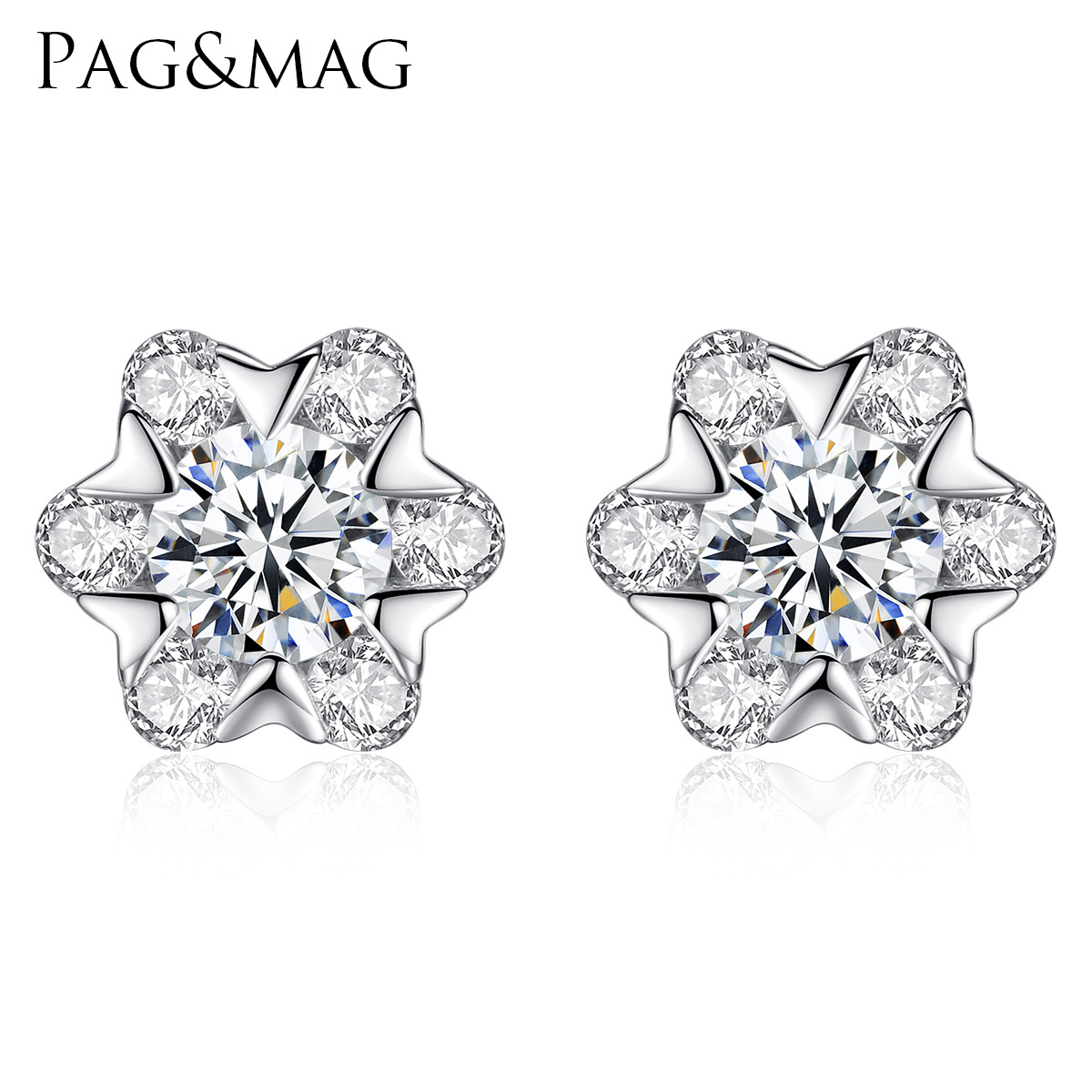 PAG&MAGExquisite And Compact Earrings S925 Silver Earrings Flower Zircon Simple Fashion