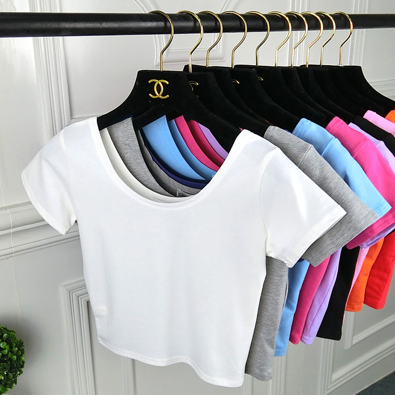 High-Waisted Short-Sleeved T-Shirt for Women, Short Style with Exposed Waist and Navel High-Waisted Short-Sleeved T-Shirt for Women, Short Style with Exposed Waist and Navel
