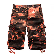 Summer Season Men's Casual Simple Style Pocket Camouflage Knee Length Cargo Pants Shorts
