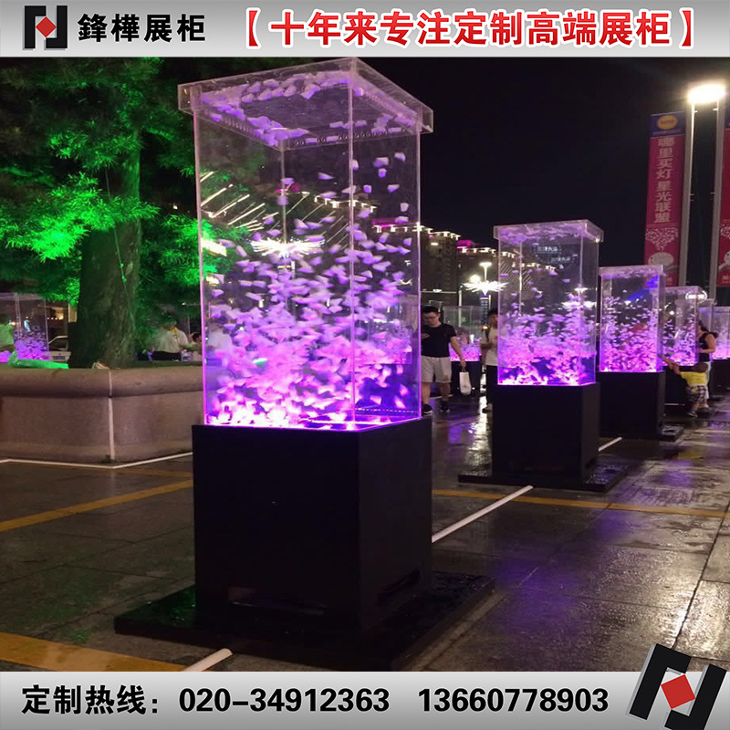 厂家做广州灯光效果夹板材质烤漆亚克力罩展柜圆形玻璃罩展柜