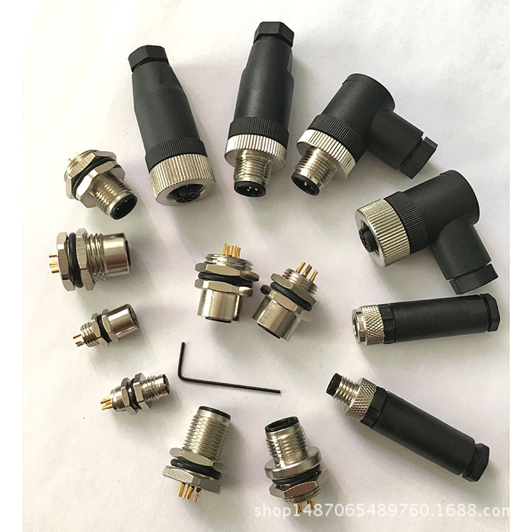 Factory supply M12 sensor plug connector 8P4T5 core male and female straight elbow 90 degrees L type