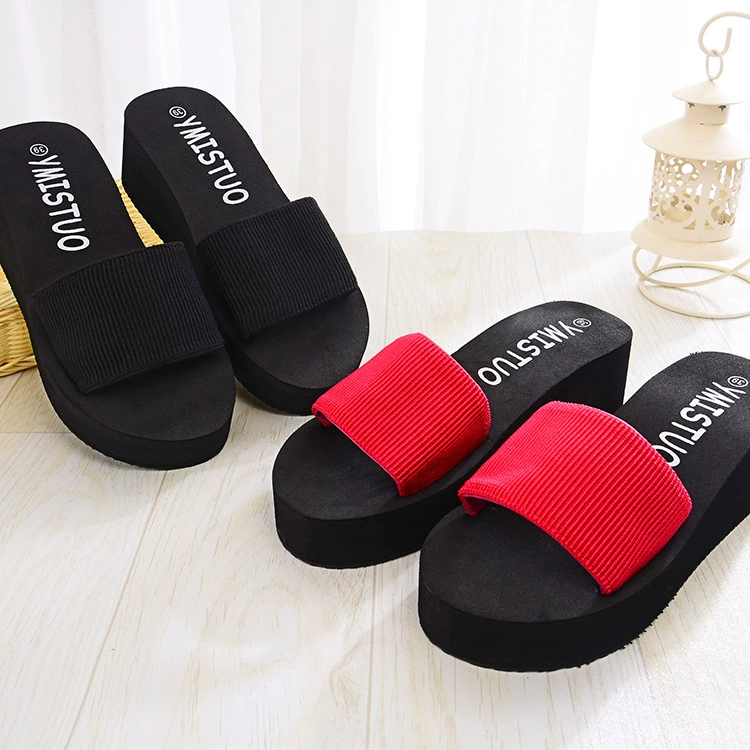 2016-16 Высокие каблуки Drag Slide Slim TPR Rockets One Dog Handmade Flower Beach Shoes Женские летние