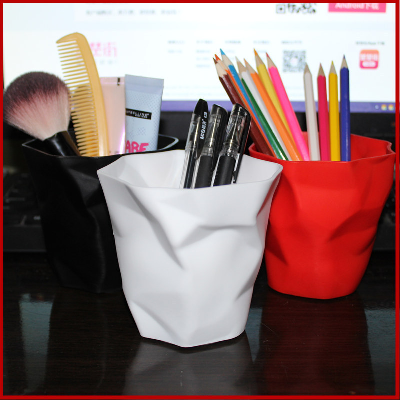 Pen Holder Plastic Storage Barrel Car Trash Can Desktop Storage Barrel Small Trash Can Office Supplies