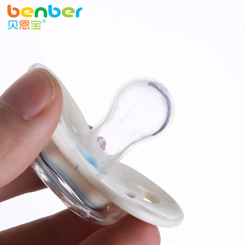 Bainbao newborn baby round head pacifier silicone thumb type with dust cover 0-6-18 months sleeping type