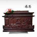 骨灰盒批发 零售 镶钻黑檀木内雕骨灰盒內镶七星钱-感恩 450￥