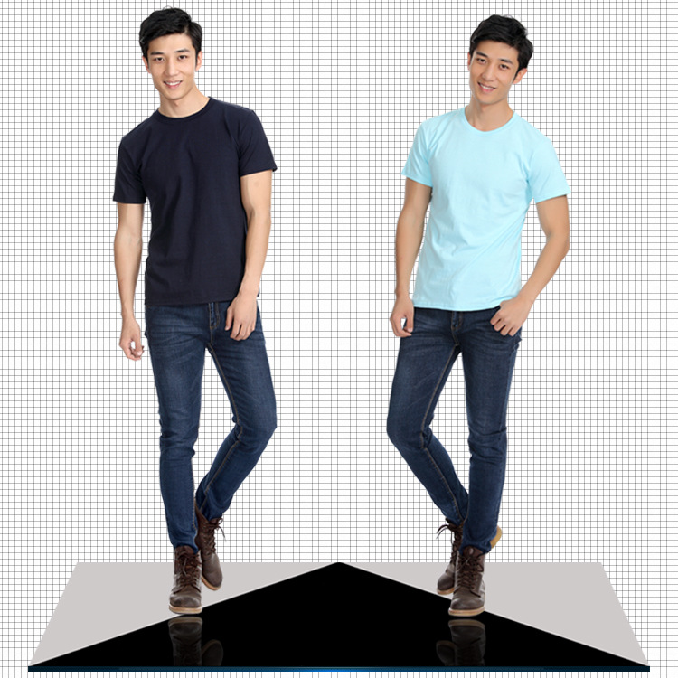 Camisa cultural casual CVC peinado camisa de publicidad de logotipo impreso cuello redondo color sólido hombres Camiseta de manga corta clase uniforme personalización