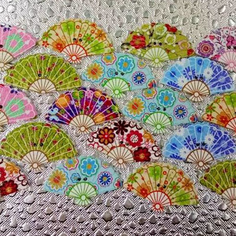 26*20mm fondo blanco DIY botón pintado ventilador de madera botón 50 piezas un paquete