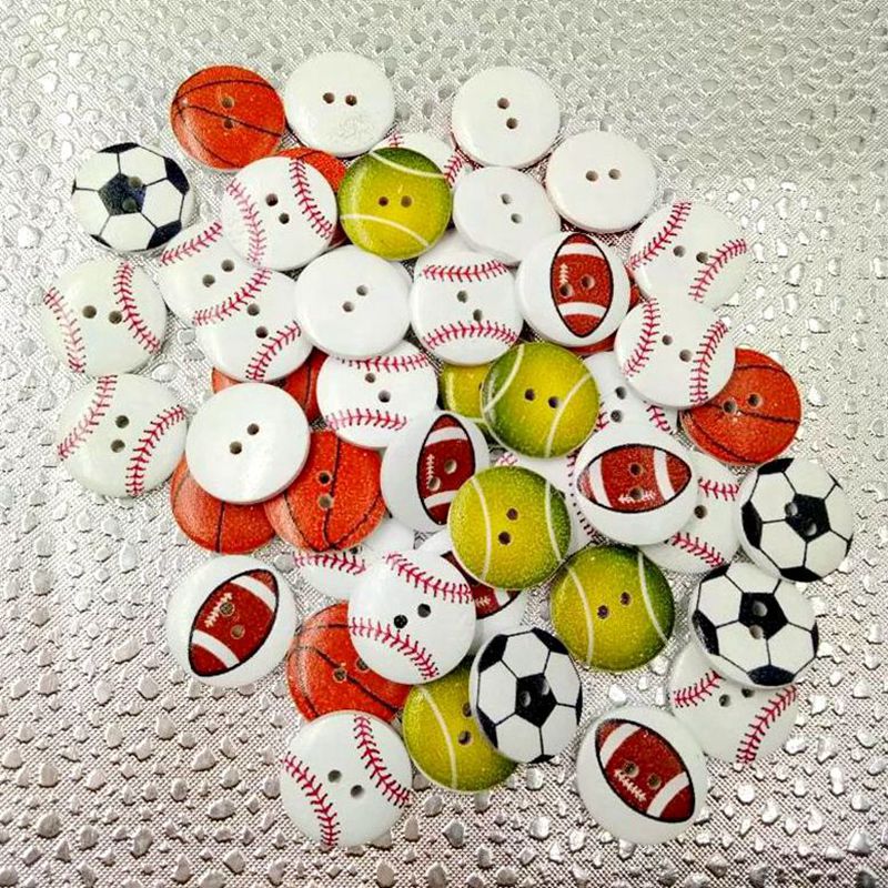 Bola colorida 20mm fondo blanco impreso botón esférico botón de madera múltiples botones esféricos 50 un paquete