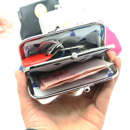 New Double Layer PU Coin Purse Women's Short Wallet Small Fresh Candy Color Coin Bag Wholesale