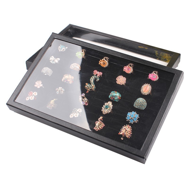 Caja de anillo de 100 bits de 100 ojos con tapa caja de oreja caja de joyería caja de almacenamiento de pantalla