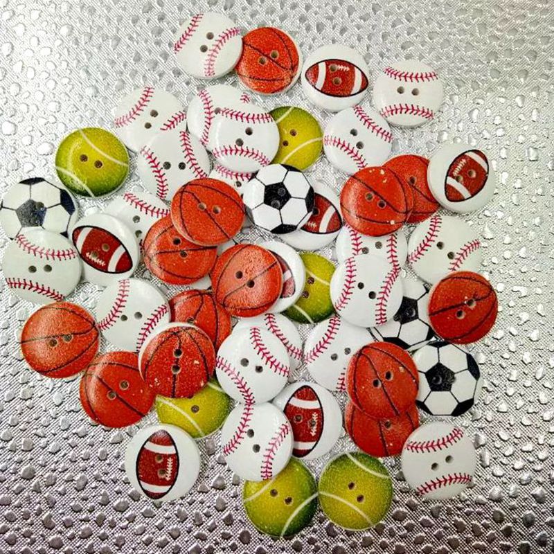 Bola colorida 20mm fondo blanco impreso botón esférico botón de madera múltiples botones esféricos 50 un paquete
