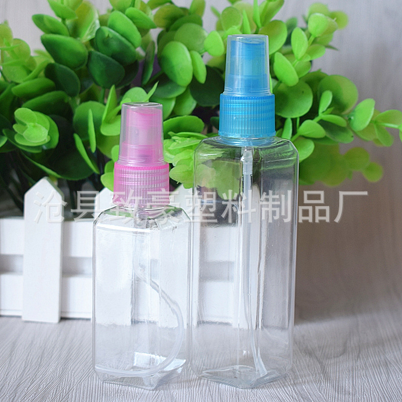 厂家常年现货100ml透明方形pet喷雾瓶  方形喷瓶 化妆水分装瓶