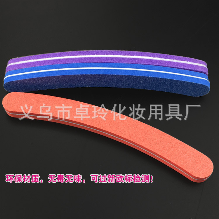 Ventas directas de la fábrica curvada lavado alto elástico algodón tira de arena de la luna de molienda tira de doble cara molienda Archivo de uñas
