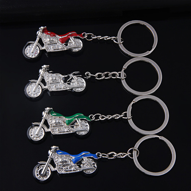 Metal Personality Motorcycle Keychain Simulation Model Key Ring Dripping Oil Harley Motorcycle Crafts Key Chain
